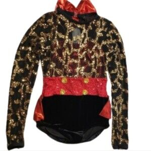 Jazz, Tap Dance Costume, Red Black Gold, Medium Child